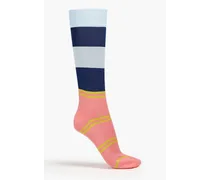 Striped cotton-blend jacquard socks - Pink