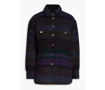 Dome fringed checked wool-blend felt jacket - Purple