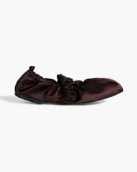 Ganni Ruched satin ballet flats - Brown Brown