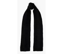 Metallic cable-knit cashmere-blend scarf - Black