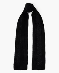 N.Peal Metallic cable-knit cashmere-blend scarf - Black Black