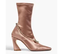 Chain-embellished satin sock boots - Pink
