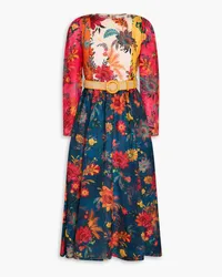 Zimmermann Floral-print linen midi dress - Blue Blue