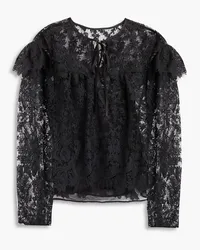 Hayley Menzies Beatrice ruffled macramé lace blouse - Black Black