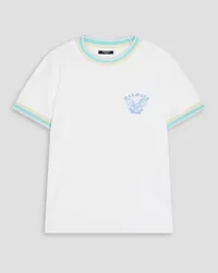 Balmain Embroidered stretch-cotton piqué T-shirt - White White