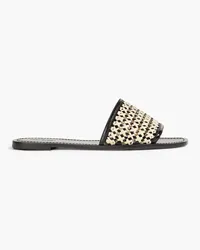 Tory Burch Leather and raffia sandals - Black Black