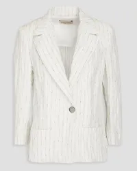 Gentryportofino Pinstriped crinkled cotton-blend twill blazer - White White