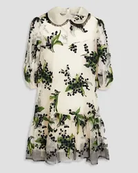 RED Valentino Printed point d'esprit mini dress - White White