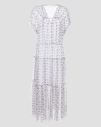 See by Chloé Gathered printed silk-chiffon midi dress - White White