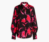 Joana floral-print silk-satin shirt - Black