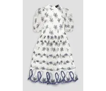 Embroidered organza midi dress - White