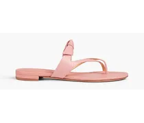 Clarita bow-embellished lizard-effect leather sandals - Pink