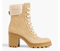Westport lace-up shearling-trimmed suede ankle boots - Neutral