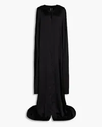 Rick Owens Cutout silk-satin hooded cape - Black Black