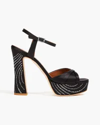 Malone Souliers Keaton 125 crystal-embellished satin platform sandals - Black Black