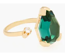 Gold-plated, quartz and Siamite ring - Metallic