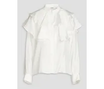 Comedie ruffled silk-twill shirt - White