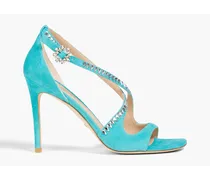 Crystal-embellished suede sandals - Blue