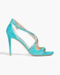 Stuart Weitzman Crystal-embellished suede sandals - Blue Blue