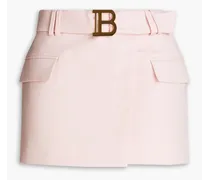 Wrap-effect wool-crepe mini skirt - Pink