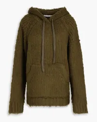 Acne Studios Brushed ribbed wool-blend hoodie - Green Green