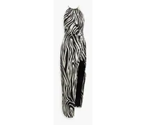 Benita cutout zebra-print silk-satin halterneck maxi dress - Animal print