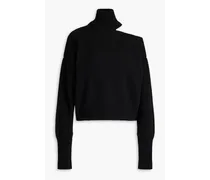 Cutout cashmere and wool-blend turtleneck sweater - Black