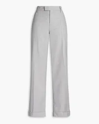 Brunello Cucinelli Bead-embellished wool-flannel wide-leg pants - Gray Gray