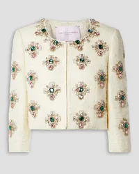 Carolina Herrera New York Embellished embroidered tweed jacket - White White