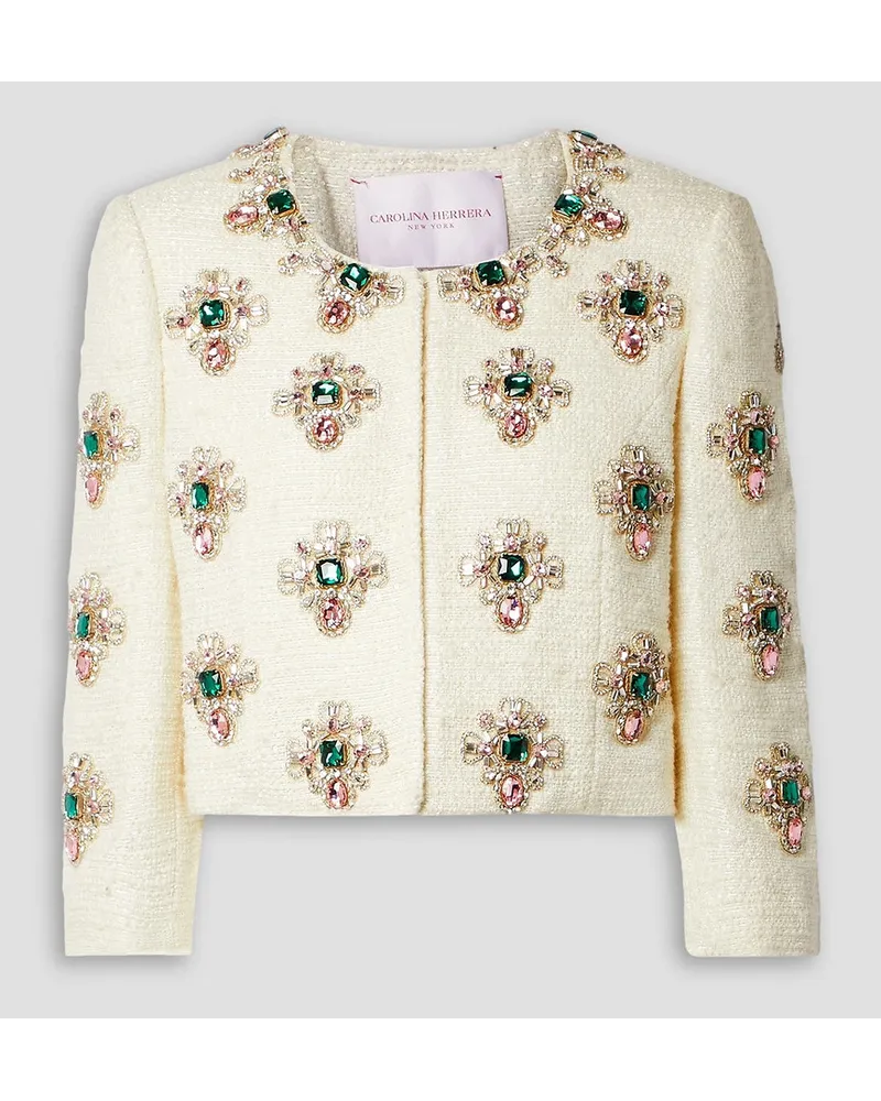 Carolina Herrera New York Embellished embroidered tweed jacket - White White