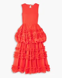 Molly Goddard Dolores ruffled tiered cotton-voile maxi dress - Red Red