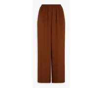 Silk-twill wide-leg pants - Brown