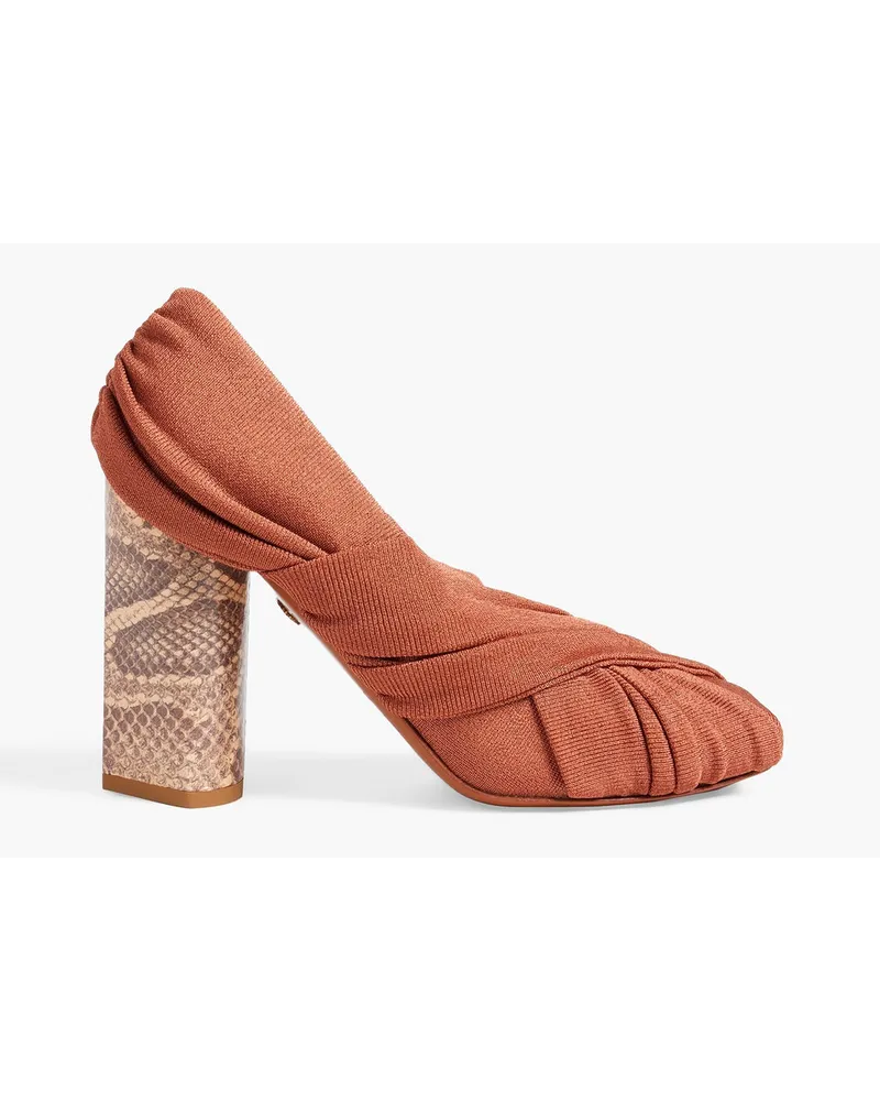 Roberto Cavalli Ruched stretch-knit pumps - Brown Brown