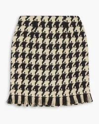 L'Agence Livia fringed houndstooth tweed mini skirt - Neutral Neutral