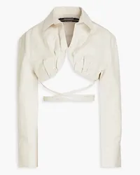 Jacquemus Baci cropped underwired cotton and linen-blend shirt - White White