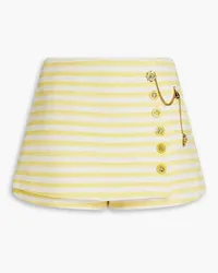 Zimmermann Skirt-effect striped cotton-blend shorts - Yellow Yellow