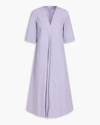 Ganni Striped cotton-poplin midi dress - Purple Purple