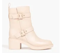 Buckled leather ankle boots - Pink