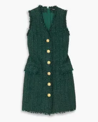 Balmain Button-embellished tweed mini dress - Green Green