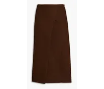 Sebela herringbone wool midi wrap skirt - Brown