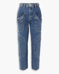 RE/DONE Racer cropped paneled straight-leg jeans - Blue Blue