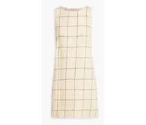 Checked linen mini dress - Neutral