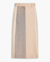 Marni Color-block pinstriped wool midi skirt - Neutral Neutral