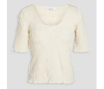 Shirred jersey top - White