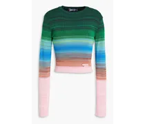 Embroidered space-dyed cotton-blend sweater - Multicolor