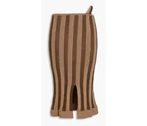 Gelato striped ribbed stretch cotton-blend midi skirt - Brown