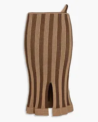 Jacquemus Gelato striped ribbed stretch cotton-blend midi skirt - Brown Brown