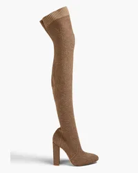 Gianvito Rossi Bouclé-knit thigh boots - Neutral Neutral