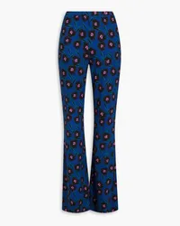 Diane von Furstenberg Floral-print jersey flared pants - Blue Blue