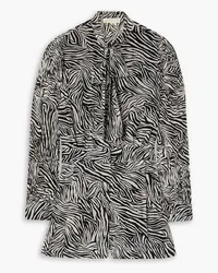 Michael Kors Pussy-bow zebra-print georgette playsuit - Black Black